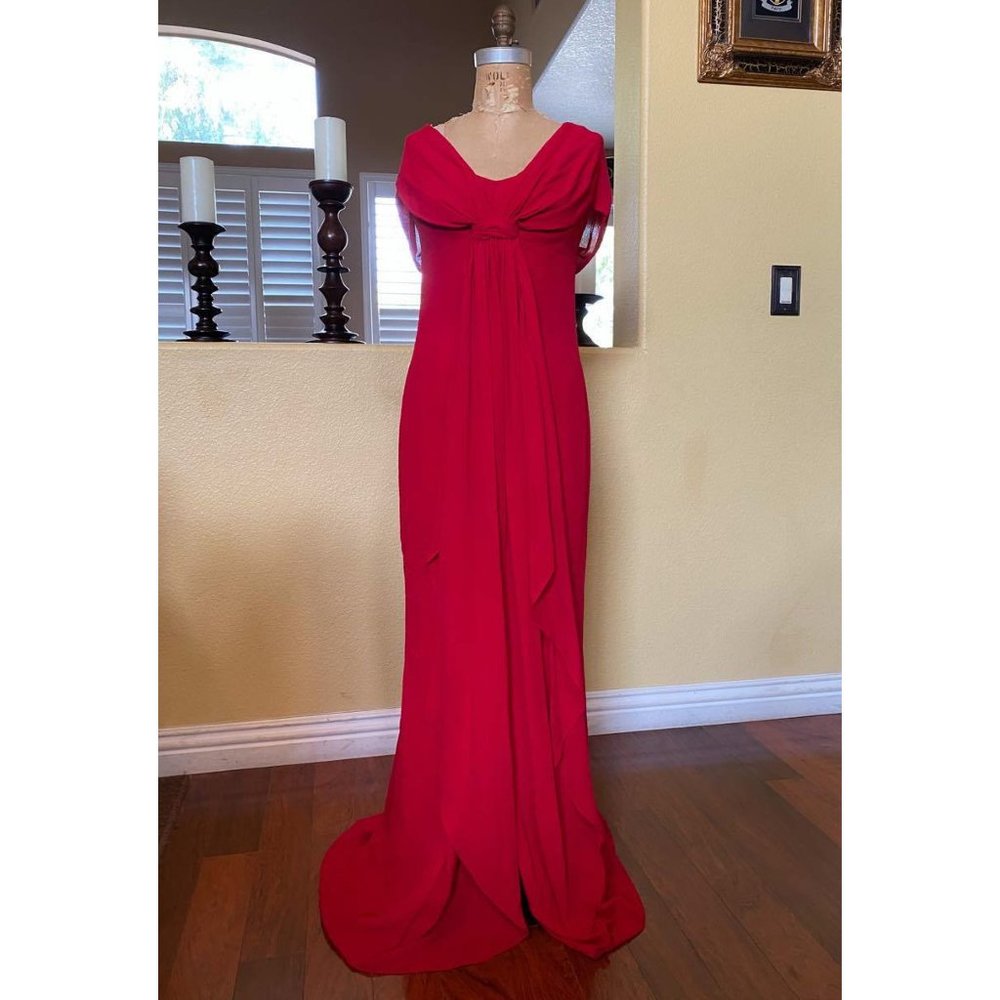 Carolina Herrera Empire Waist Red Silk Dress Prom Red Carpet Formal Party Gala